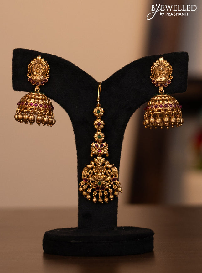 Antique combo set lakshmi kasu design with kemp stones