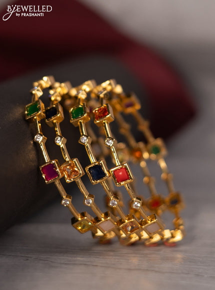Antique bangle with navaratna and cz stones