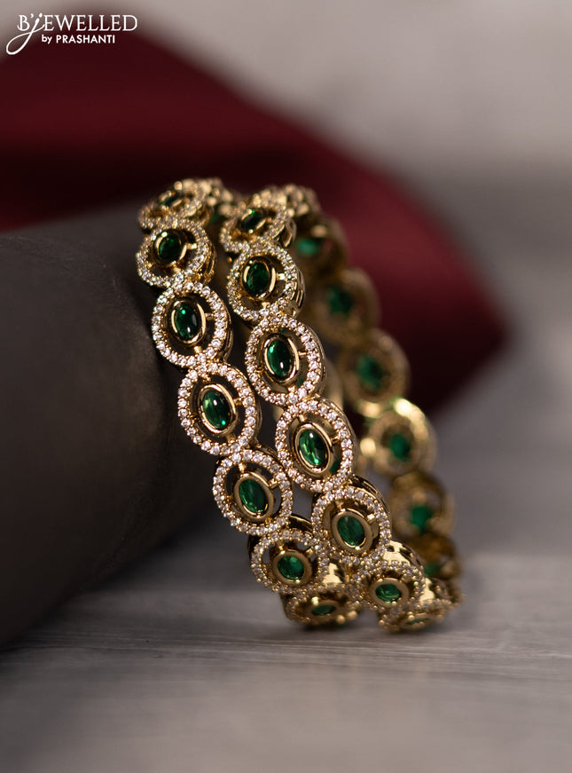 Antique bangle with emerald and cz stones