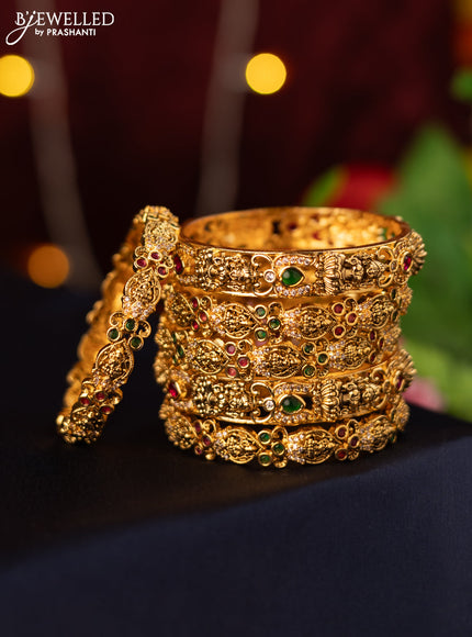 Antique bangle lakshmi design with kemp and cz stones