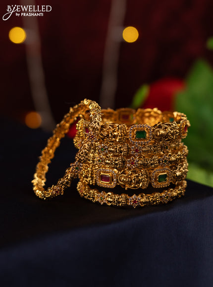 Antique bangle lakshmi design with kemp and cz stones