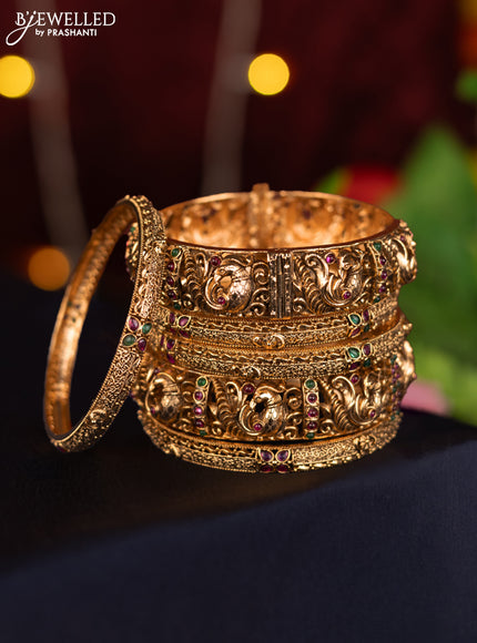 Antique bangle peacock design with kemp stones