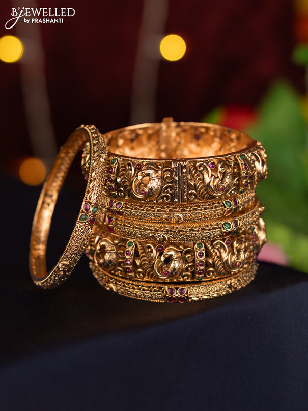 Antique bangle peacock design with kemp stones