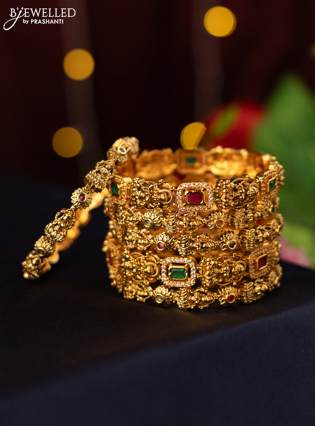Antique bangle lakshmi design with kemp and cz stones