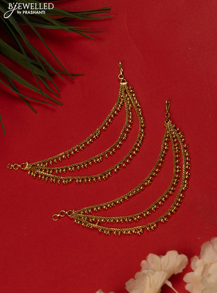 Antique triple layer mattal with golden beads hanging