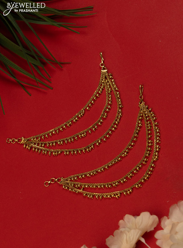 Antique triple layer mattal with golden beads hanging