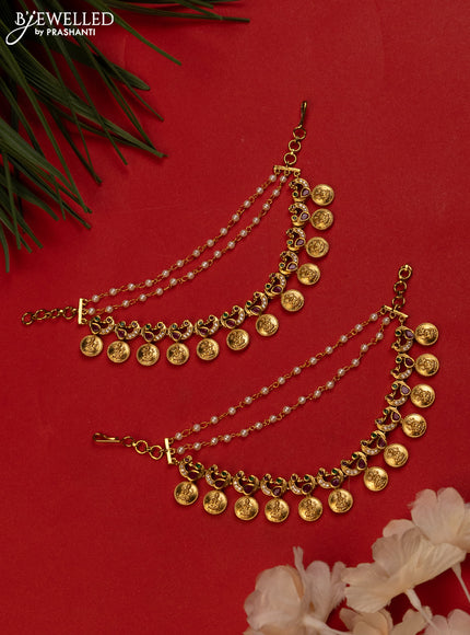 Antique triple layer mattal with lakshmi kasu design and kemp & cz stones