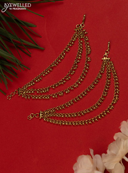 Antique triple layer mattal with golden beads hanging