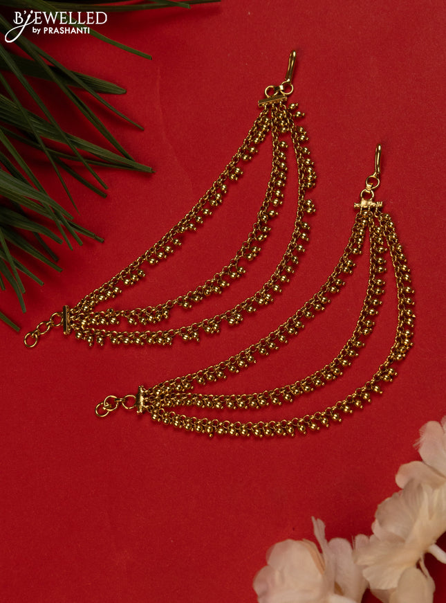 Antique triple layer mattal with golden beads hanging