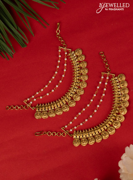 Antique triple layer mattal with lakshmi kasu design