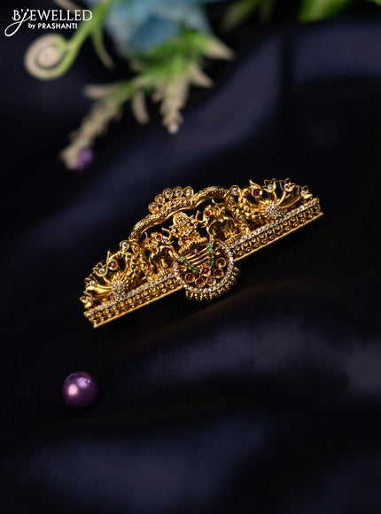 Antique hair clip medium size lakshmi design with kemp and cz stones