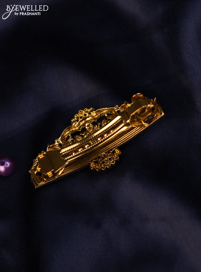Antique hair clip medium size lakshmi design with kemp and cz stones