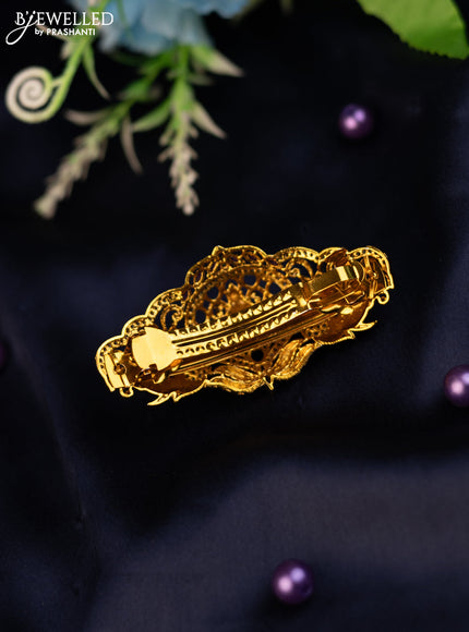 Antique hair clip medium size lakshmi design with kemp and cz stones