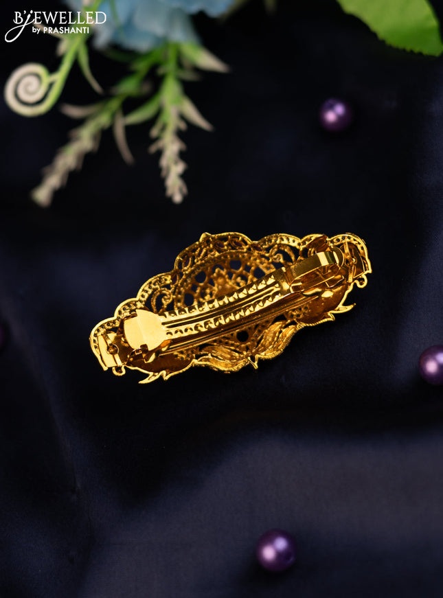 Antique hair clip medium size lakshmi design with kemp and cz stones