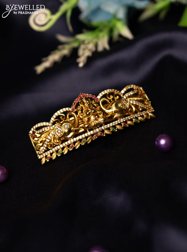 Antique hair clip medium size lakshmi design with kemp and cz stones