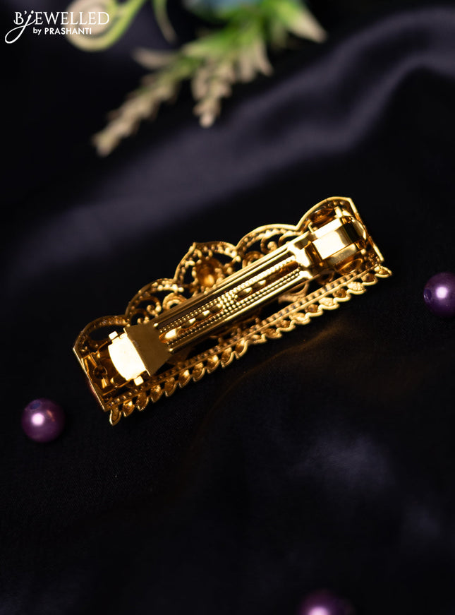 Antique hair clip medium size lakshmi design with kemp and cz stones