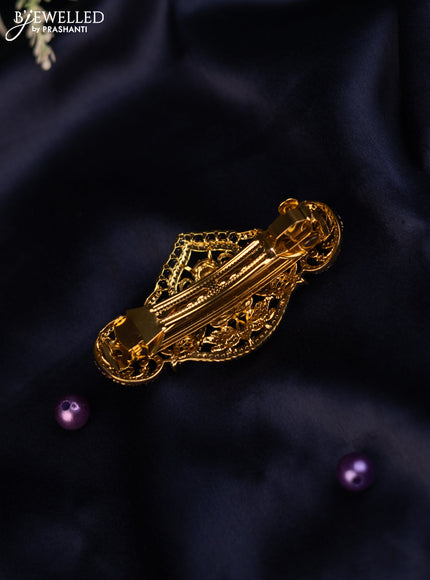 Antique hair clip medium size lakshmi design with kemp and cz stones