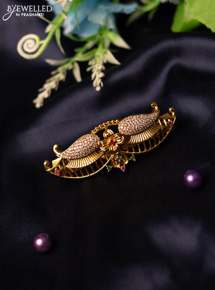 Antique hair clip medium size with kemp and cz stones