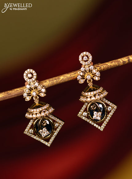 Earrings with sapphire and cz stones in victorian finish