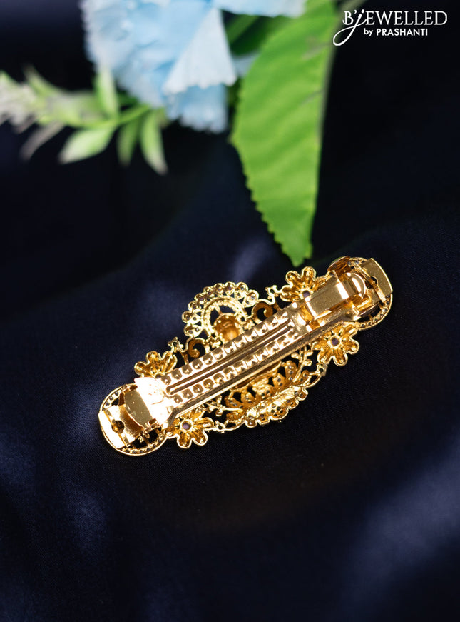 Antique hair clip medium size lakshmi design design with kemp and cz stones
