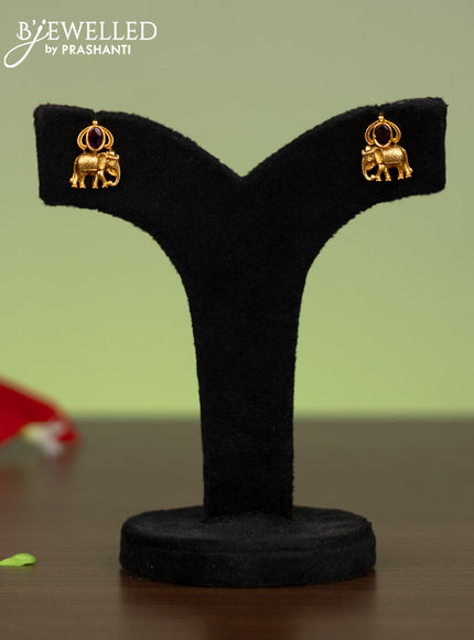 Antique attigai necklace elephant design with kemp and cz stones