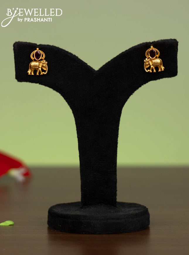 Antique attigai necklace elephant design with kemp and cz stones