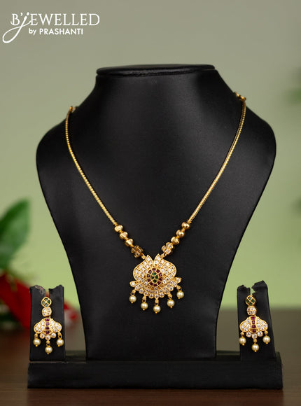 Antique attigai necklace with kemp & cz stones and pearl hangings