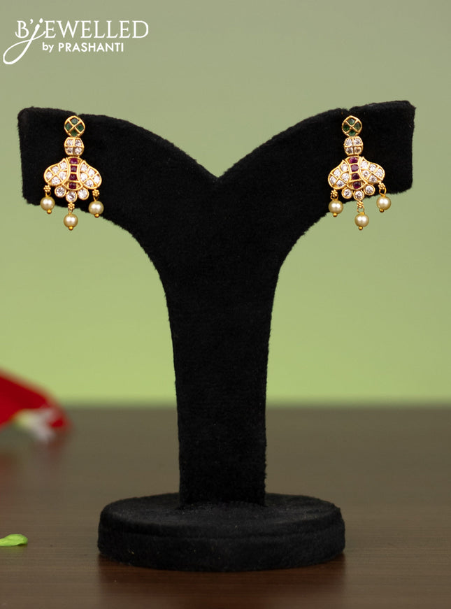 Antique attigai necklace with kemp & cz stones and pearl hangings