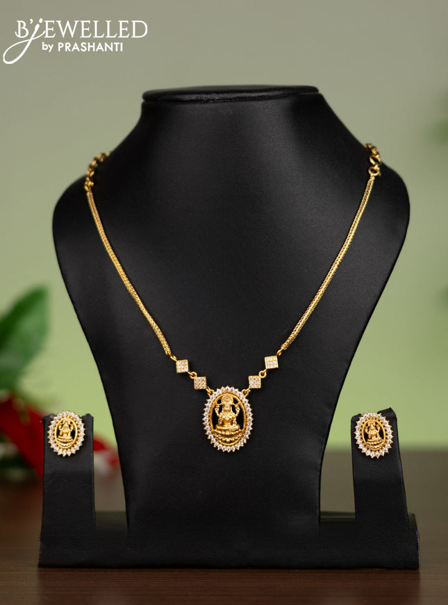 Antique attigai necklace with lakshmi pendant and cz stones