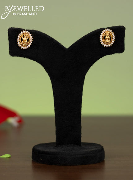 Antique attigai necklace with lakshmi pendant and cz stones