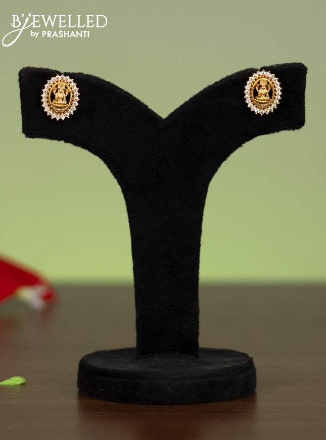 Antique attigai necklace with lakshmi pendant and cz stones