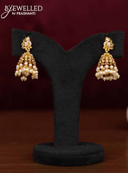 Antique guttapusalu necklace with cz stones and pearl hangings