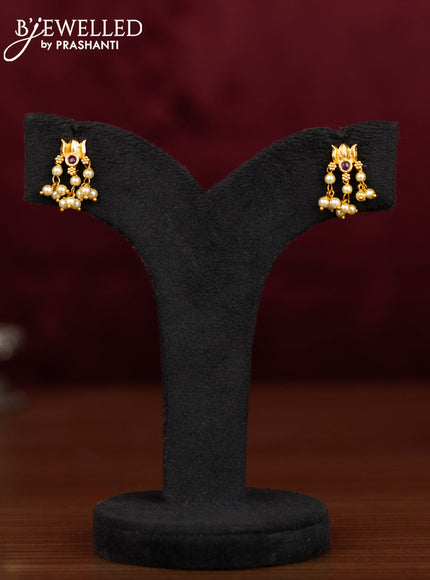 Antique guttapusalu necklace with kemp & cz stones and pearl hangings