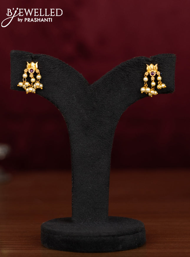 Antique guttapusalu necklace with kemp & cz stones and pearl hangings