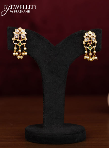 Antique guttapusalu necklace with kemp & cz stones and pearl hangings