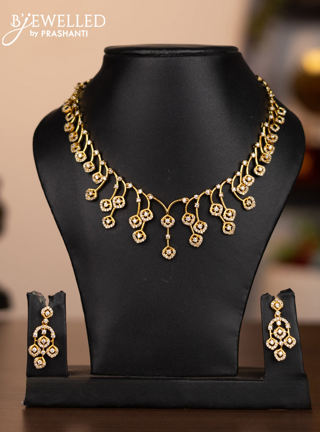 Antique necklace with simple design and cz stones