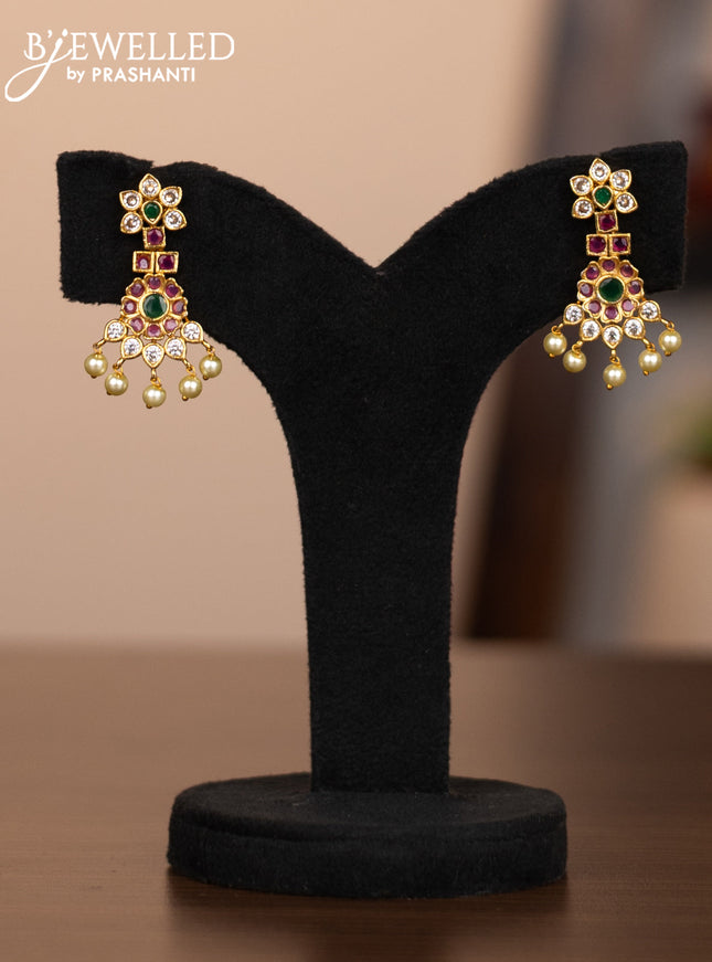 Antique necklace with kemp & cz stones and pearl hangings