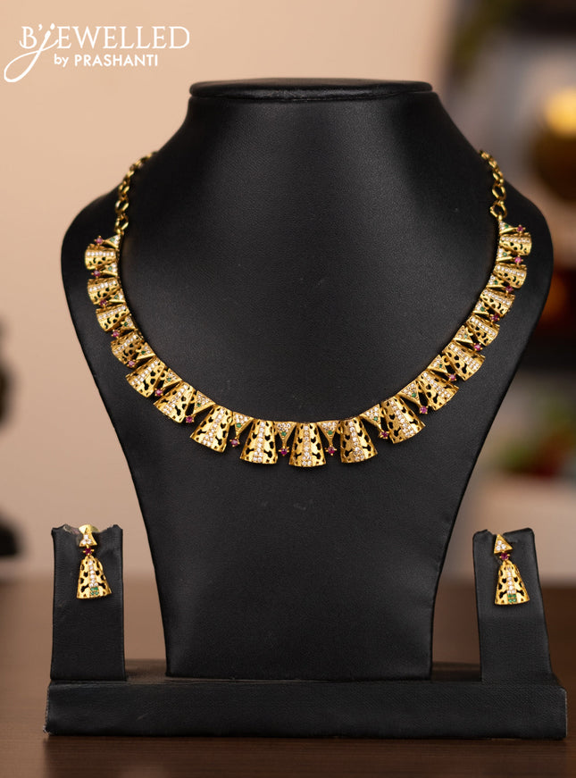 Antique necklace with simple design and kemp & cz stones