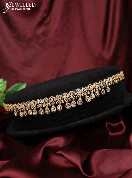 Antique hip chain with simple design and cz stones