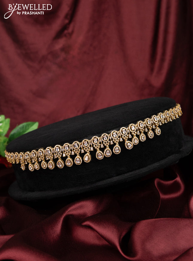 Antique hip chain with simple design and cz stones