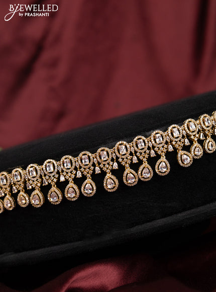 Antique hip chain with simple design and cz stones