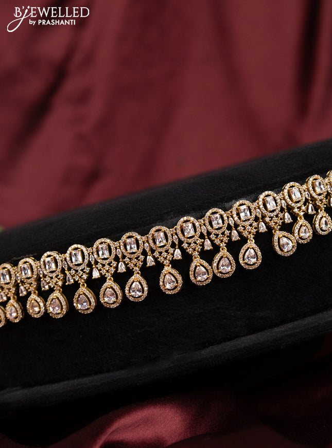 Antique hip chain with simple design and cz stones