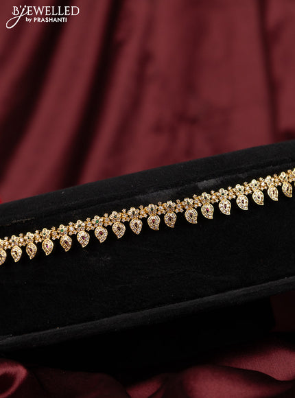 Antique hip chain manga & floral design with kemp and cz stones