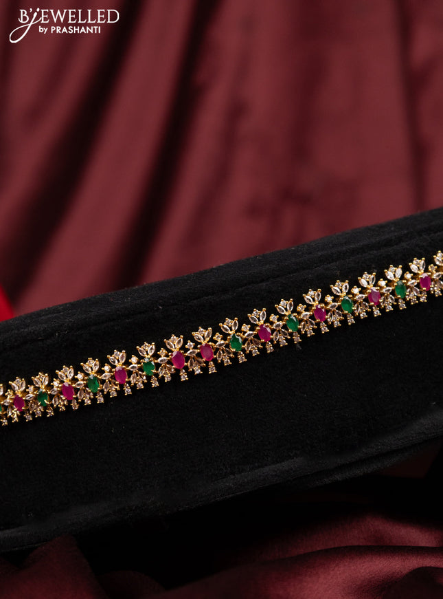 Antique hip chain with kemp and cz stones