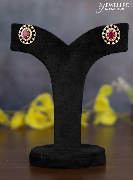 Pearl necklace with ruby and cz stones