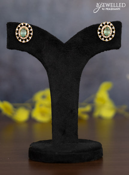 Pearl necklace with mint green and cz stones