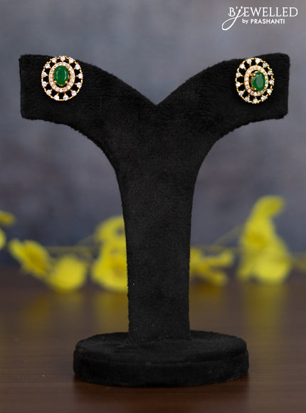 Pearl necklace with emerald and cz stones