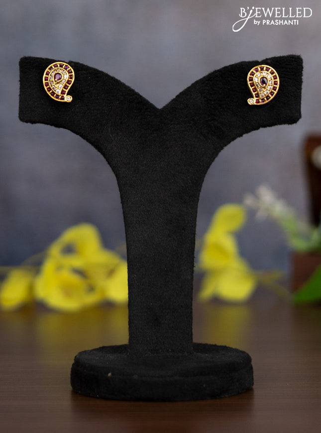 Pearl necklace with manga pendant and ruby and cz stones