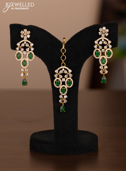 Antique combo set with simple design and green kemp & cz stones