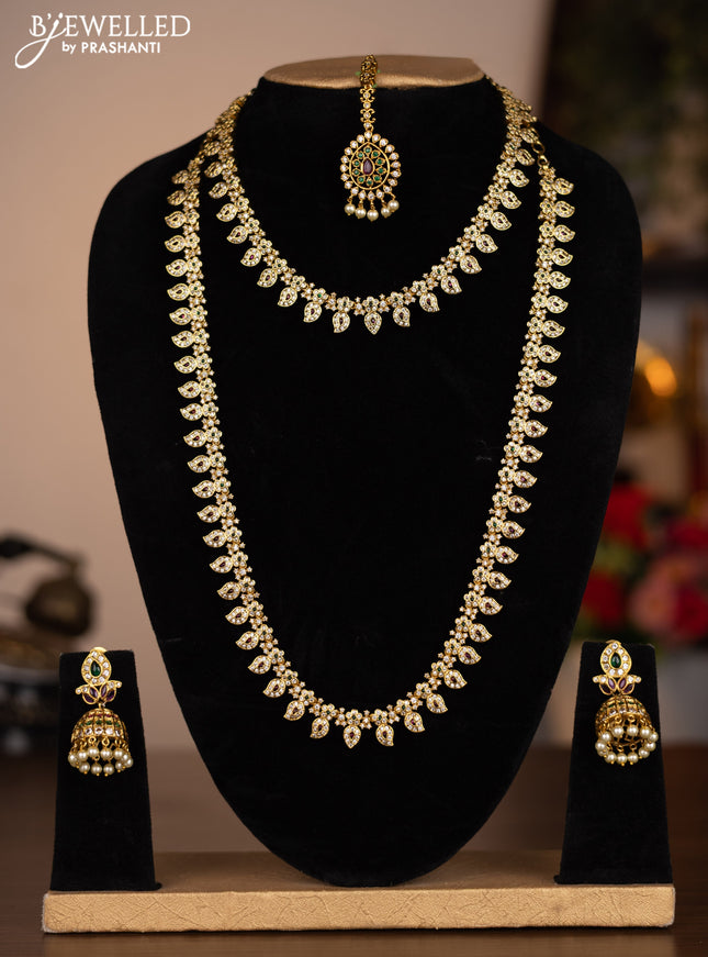 Antique combo set manga & floral design with kemp and cz stones